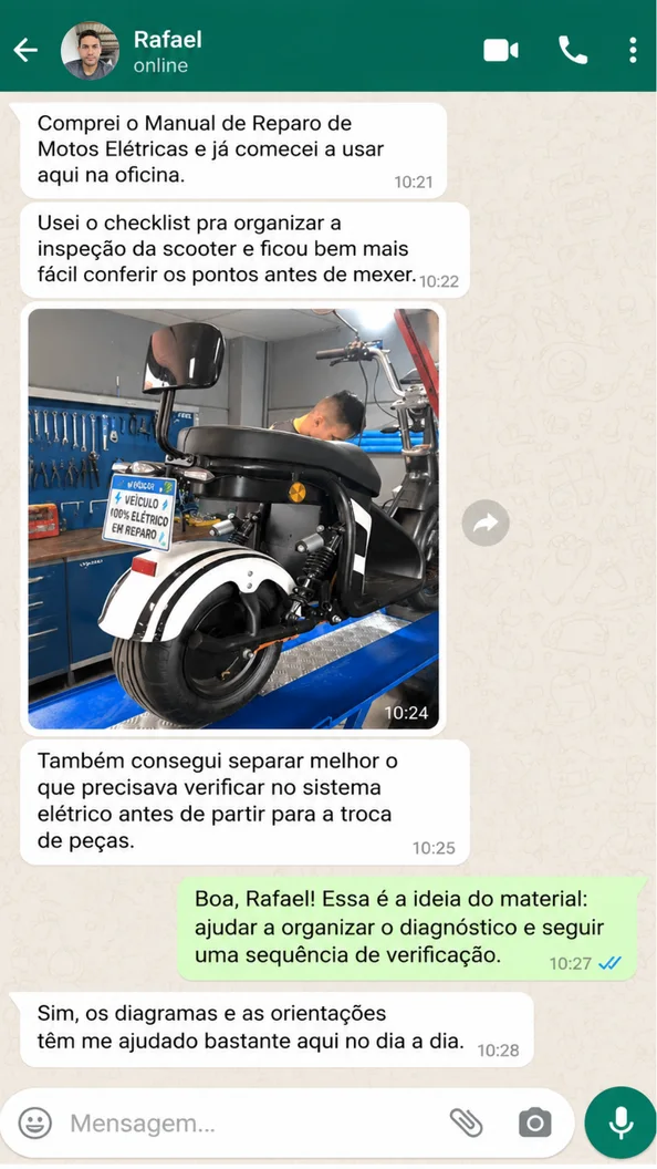 Exemplo fictício de conversa 1; não representa comprador ou resultado real